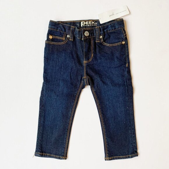 {NWT} Peek Baby Maya Dungaree Dark Wash Jeans - Picture 2 of 7